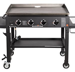 Blackstone 36 inch Outdoor Flat Top Gas Grill Griddle Station - 4-burner - Propane Fueled - Restaurant Grade - Professional Quality - With NEW Accessory Side Shelf and Rear Grease Management System