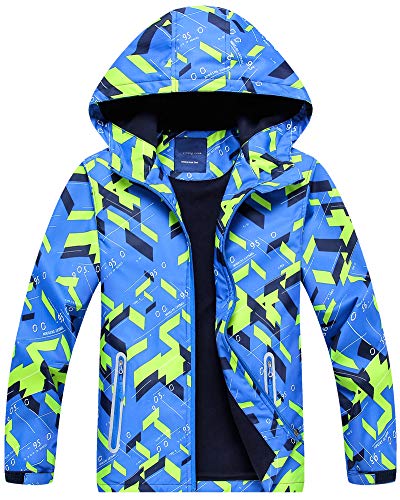 Welity Kids Boy's Girl's Fleece Lined Waterproof Hoodie Camping Coat Hiking Jacket, Blue, US 4-5 Years (4t-5t) =Tag S