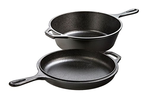 Lodge 3 Quart Cast Iron Combo Cooker. Pre-seasoned Cast Iron Skillet, Fryer, Dutch Oven, and Convertible Skillet/Griddle Lid