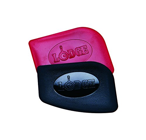 Lodge Pan Scrapers. Handheld Polycarbonate Cast Iron Pan Cleaners. (2-Pack. Red/Black)