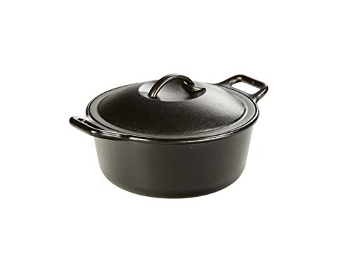 Lodge Pro-Logic 4 Quart Cast Iron Dutch Oven. Pre-Seasoned Pot with Self-Basting Lid and Easy Grip Handles