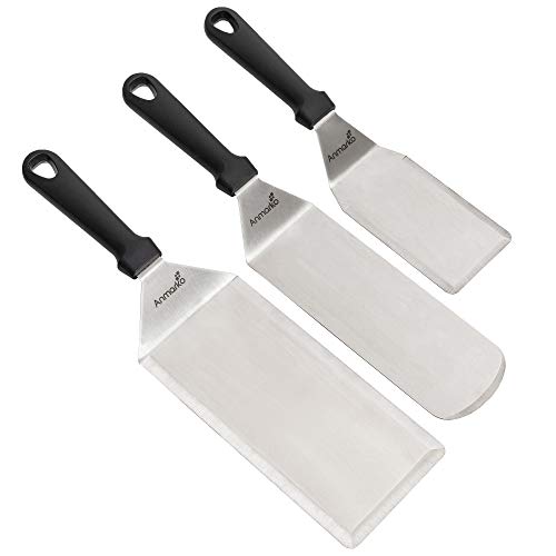 Professional Griddle Spatula Set - Stainless Steel Metal Spatula and Griddle Scraper - Heavy Spatula Griddle Accessories Great for Cast Iron Griddle BBQ Flat Top Grill - Commercial Grade