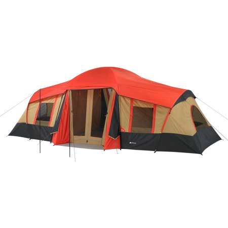 Ozark WMT922.2A Trail 10-Person 3-Room Vacation Tent Fits 3 Queen Air Mattresses With Built-In Mud Mat