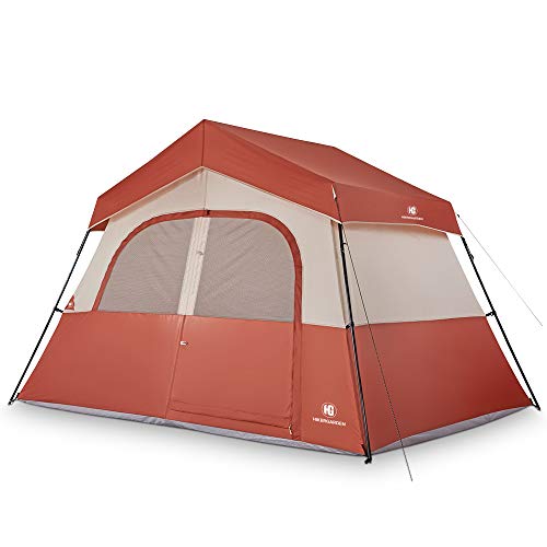 TOMOUNT 5 Person Tent - Easy & Quick Setup Camping Tent, Professional Waterproof & Windproof Fabric, 3 Large Mesh for Ventilation, Double Layer, Anti-UV, Lightweight & Portable with Carry Bag, Red