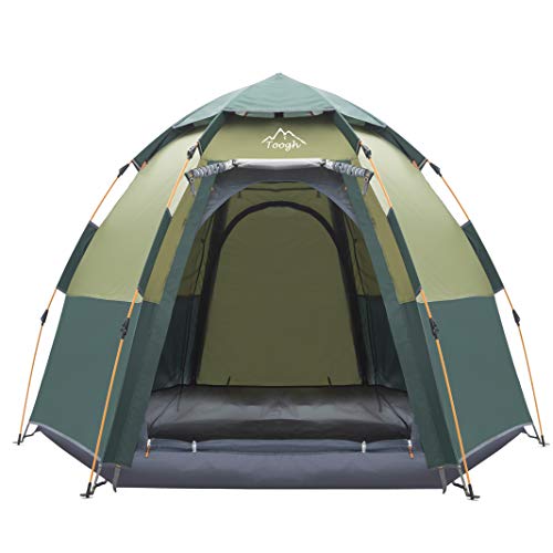 Toogh 3-4 Person Camping Tent Backpacking Tents Hexagon Waterproof Dome Automatic Pop-Up Outdoor Sports Tent Camping Sun Shelters