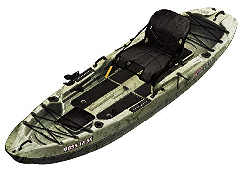 SUNDOLPHIN Sun Dolphin Boss SS Sit-On/Stand On Top Angler Kayak (Grass Camo, 12.3-Feet)