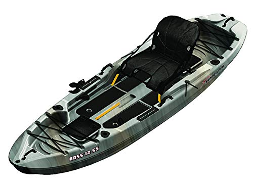 SUNDOLPHIN Sun Dolphin Boss SS Sit-On/Stand On Top Angler Kayak (Gray Swirl, 12.3-Feet)