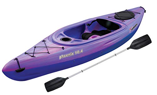 SUN Dolphin Phoenix 10.4 Fishing Holiday Vacation River Lake Sit-in Kayak, Paddle Included (Pink/Purple)