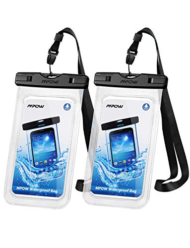 Mpow 097 Universal Waterproof Case, IPX8 Waterproof Phone Pouch Dry Bag Compatible for iPhone Xs Max/XR/X/8/8P/7/7P Galaxy up to 6.5", Protective Pouch for Pools Beach Kayaking Travel or Bath (2-Pack)