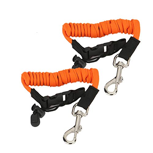 Kayak Paddle Leash 2 Packs, Kayak Lanyard Canoe Rod Leash Boat Oar Leash Straps, Adjustable Bungee Leash Stretches to 50 inches