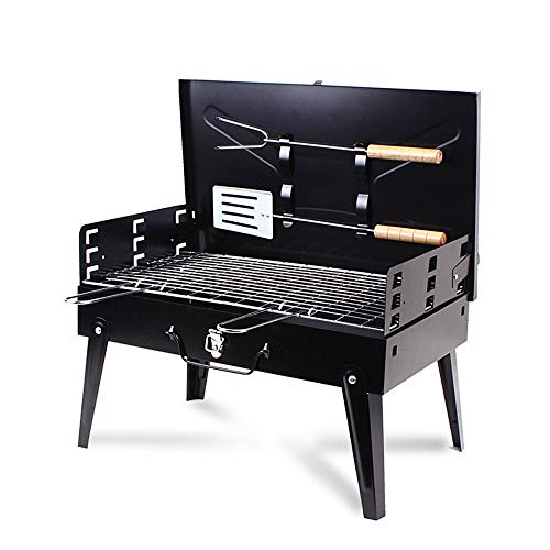 XIANGBAN Portable BBQ Charcoal Grill Set with Fork & Spatula - Small Barbeque Grills for Cooking Picnic Camping