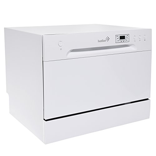 Ivation Portable Dishwasher - Countertop Small Compact Dishwasher for Apartment, Condo, RV, Office & Other Small Kitchens - 6 Place Setting Capacity - White