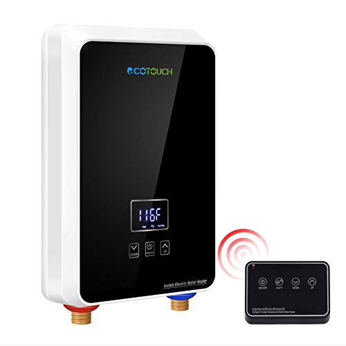 ECOTOUCH Tankless Water Heater Electric, 1.5 GPM On Demand Hot Water Heater with Remote Control Digital Dispaly Energy Efficient 5.5kW at 240V, Black