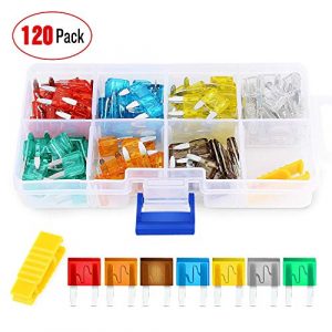 Nilight 120 pcs Small Fuse Assortment Kit,5, 7.5, 10, 15, 20, 25, 30 AMP,Mini ATM/APM Blade Fuses for Cars,Trucks, Boats,2 Years Warranty