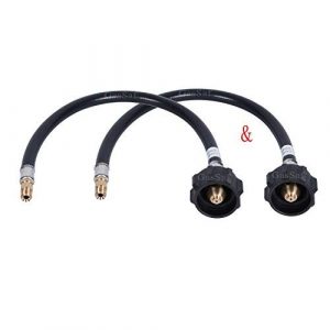 GasSaf 2FT RV Pigtail Propane Hose QCC1 Connector with Acme and a 1/4'' Inverted Male Flare(2 Pack)