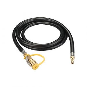 KIBOW 10Ft Low Pressure Propane Quick-Connect Hose- 1/4" Safety Shutoff Valve & Male Full Flow Plug for RVs