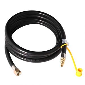 KIBOW 10Ft Low Pressure Propane Quick-Connect Hose-3/8 Inch SAE Female Flare Fitting & Male Full Flow Plug for RVs