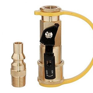 DOZYANT 1/4" RV Propane Quick Connect Adapter for Propane Hose, Propane or Natural Gas 1/4" Quick Connect or Disconnect Kit - Shutoff Valve & Full Flow Plug - 100% Solid Brass