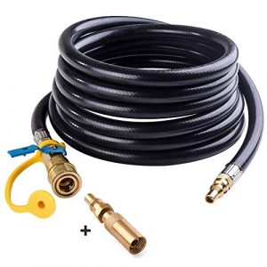 SHINESTAR 12ft Low Pressure RV Propane Quick Connect Hose and Conversion Fitting for Blackstone 17inch and 22inch Table Top Griddle - 1/4inch Safety Shutoff Valve & Male Full Flow Plug