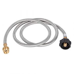 GasSaf 5FT Stainless Braided Propane Hose Adapter 1 lb to 20 lb Converter for QCC1/Type 1 LP Tank Connects 1 LB Portable Grill, Camp Stove, Buddy Heater