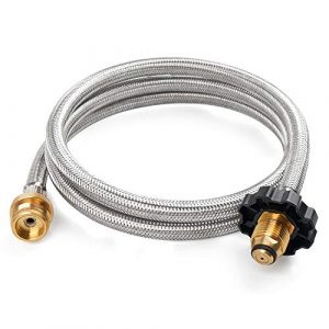 GASPRO 5FT Stainless Braided Propane Hose Adapter 1lb to 20lb, Propane Tank Gas Stove Hose Converter Replacement Parts for Coleman Camp Stove Buddy Heater to LP Cylinder POL Connection