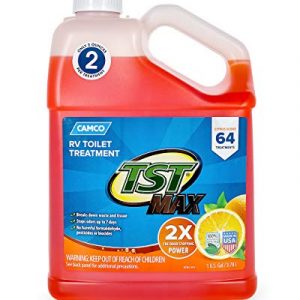 Camco TST Ultra-Concentrate Orange Scent RV Toilet Treatment, Formaldehyde Free, Breaks Down Waste And Tissue, Septic Tank Safe, Treats up to 64 - 40 Gallon Holding Tanks (128 Ounce Bottle) - 41173