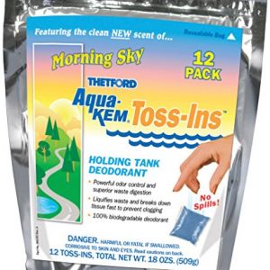 Aqua-Kem Morning Sky Toss-Ins RV Holding Tank Treatment - Deodorant / Waste Digester / Detergent - Pack of 12 - Thetford 96012