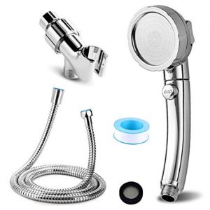 High Pressure 3-Setting Handheld Shower Head Kit, with ON/Off Pause Switch Water Saving Removable Showerhead,59 Inches Stainless Steel Hose, Adjustable Shower Mount and Free Plumber's Tape,Chrome