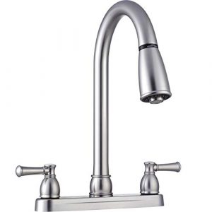 Dura Faucet (DF-PK350L-SN RV Non-Metallic Dual-Lever Pull-Down Kitchen Faucet (Brushed Satin Nickel)