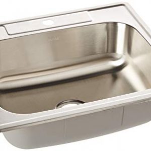 ZUHNE Drop-In Top Mount or Over Mount One Deck Hole Single and Double Bowl Stainless Steel Kitchen Sink (25x22 Single)