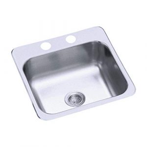 STERLING B153-1 Secondary Sink 15-Inch by 15-Inch Top-mount Single Bowl Bar Sink, Stainless Steel