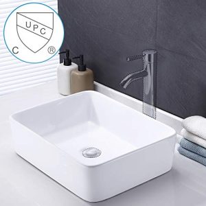 KES Bathroom Vessel Sink 19-Inch White Rectangle Above Counter Countertop Porcelain Ceramic Bowl Vanity Sink cUPC Certified, BVS110