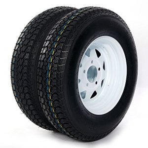 Motorhot 13" ST175-80D13 LRC ET Bias Trailer Tire 5 Lug 6 Ply Spare Rubber Tires with White Spoke Steel Wheel Pack of 2