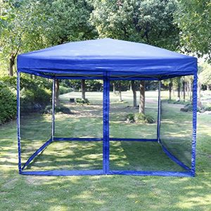 VIVOHOME 210D Oxford Outdoor Easy Pop Up Canopy Screen Party Tent with Mesh Side Walls Blue 10 x 10 ft