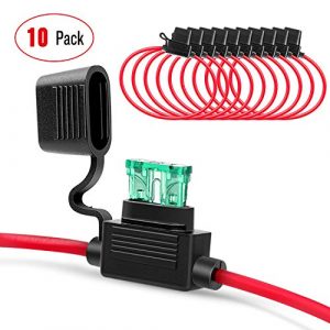 Nilight 10 Pack NI-FH01 Inline Holder 14AWG Wiring Harness ATC/ATO 30AMP Blade Automotive Fuse Holder-10, 2 Years Warranty