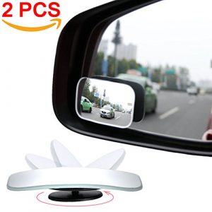 AmFor HD Glass Convex Lens Frameless Adjustable Blind Spot Mirror for All Universal Vehicles Car Stick-on Design (2 PCS) (Rectangle), 2 Pack