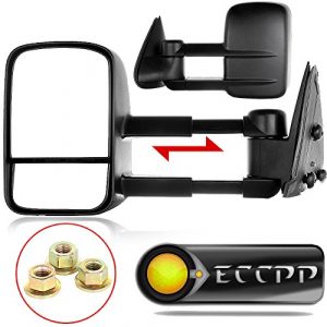 ECCPP Towing Mirror Fit 1999-2006 Chevy Silverado/GMC Sierra Pickup; 2007 Chevy Silverado Classic/ 2000-2006 Chevy Tahoe/Suburban/GMC Yukon XL with Extendable Manually Foldable - Textured Black