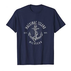 Mackinac Island MI T-Shirt Vintage Nautical Boat Anchor Tee