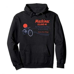 Mackinac Island Michigan Bicycle Sunset Vintage Hoodie