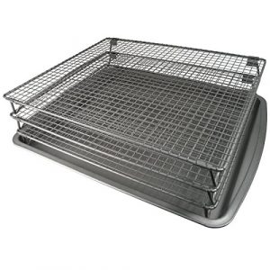 Weston 07-0155-W Nonstick 3-Tier Drying Rack and Baking Pan, 700 Square inches Space, Silver