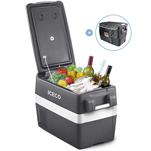 ICECO JP40 Portable Refrigerator Fridge Freezer, 12V Cooler Refrigerator, 40 Liters Compact Refrigerator with Secop Compressor, for Car & Home Use, 0℉～50℉, DC 12/24V, AC 110/240V