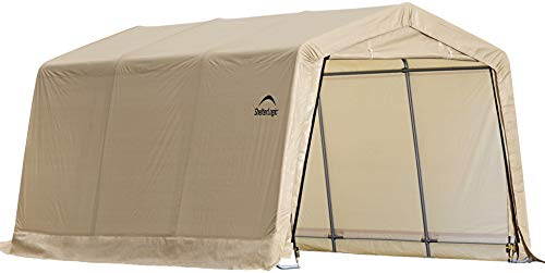 ShelterLogic 10' x 15' x 8' All-Steel Metal Frame Peak Style Roof Instant Garage and AutoShelter with Waterproof and UV-Treated Ripstop Cover