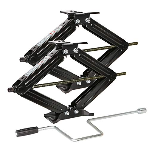 Weize Camper RV Trailer Stabilizer Leveling Scissor Jacks With Handle -24"- 5000lbs - Set Of 2