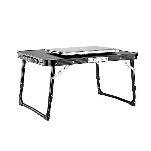 Seatopia Camping Folding Table with Height Adjustable, Multi-Purpose as Laptop Table, Bed Desk, Breakfast Bed Tray or Mini Camping Table, Lightweight and Portable,Black