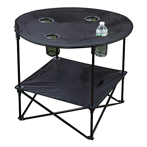 Portable Camping Side Table for Outdoor Picnic, Beach, Games, Camp, and Patio Tables Folding with Carry Case for Travel and Storage (Black)