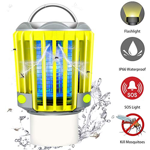 RUNACC Camping Bug Zapper LED Flashlight - Portable IP66 Waterproof Outdoor Tent Light Camp Lamp with 2200mAh Rechargeable Battery, SOS Emergency Warning Lighting