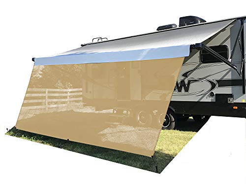 Tentproinc RV Awning Sun Shade Screen 8' X 13'3'' - Beige Mesh Sunshade UV Blocker Complete Kits Motorhome Camping Trailer Canopy Shelter - 3 Years Limited Warranty