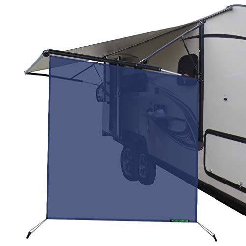 leaveshade RV Awning Sunshade Screen ●Tentproinc Navy Blue Mesh Sun Shade ●Block Sunshine from Patio Side Direction ●Motorhome Camping Trailer UV Sunblocker ●Canopy Sunscreen-3 Years Lasting