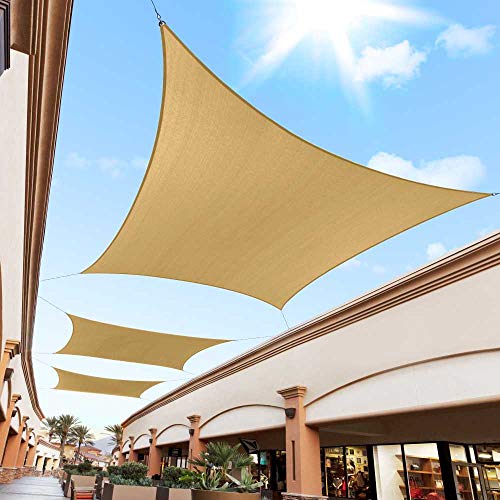 Royal Shade 16' x 16' Sand Beige Square Sun Shade Sail Canopy Outdoor Patio Fabric Shelter Cloth Screen Awning - 95% UV Protection, 200 GSM, Heavy Duty, 5 Years Warranty, Custom