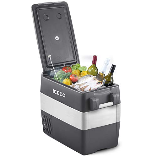 ICECO JP50 Portable Refrigerator Fridge Freezer, 12V Cooler Refrigerator, 50 Liters Compact Refrigerator with Secop Compressor, for Car & Home Use, 0℉～50℉, DC 12/24V, AC 110/240V